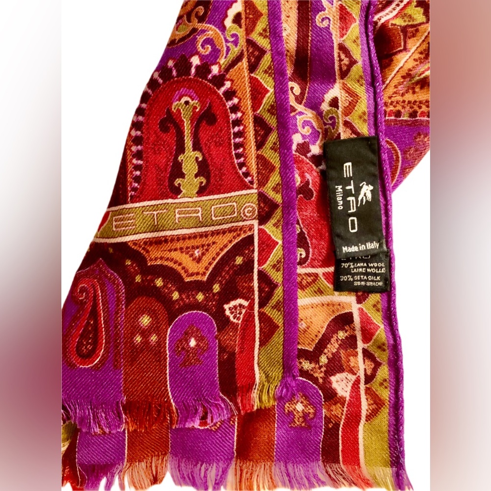 ETRO Milano Paisley 70/30 Wool/Silk Vintage Scarf - 100% Authentic